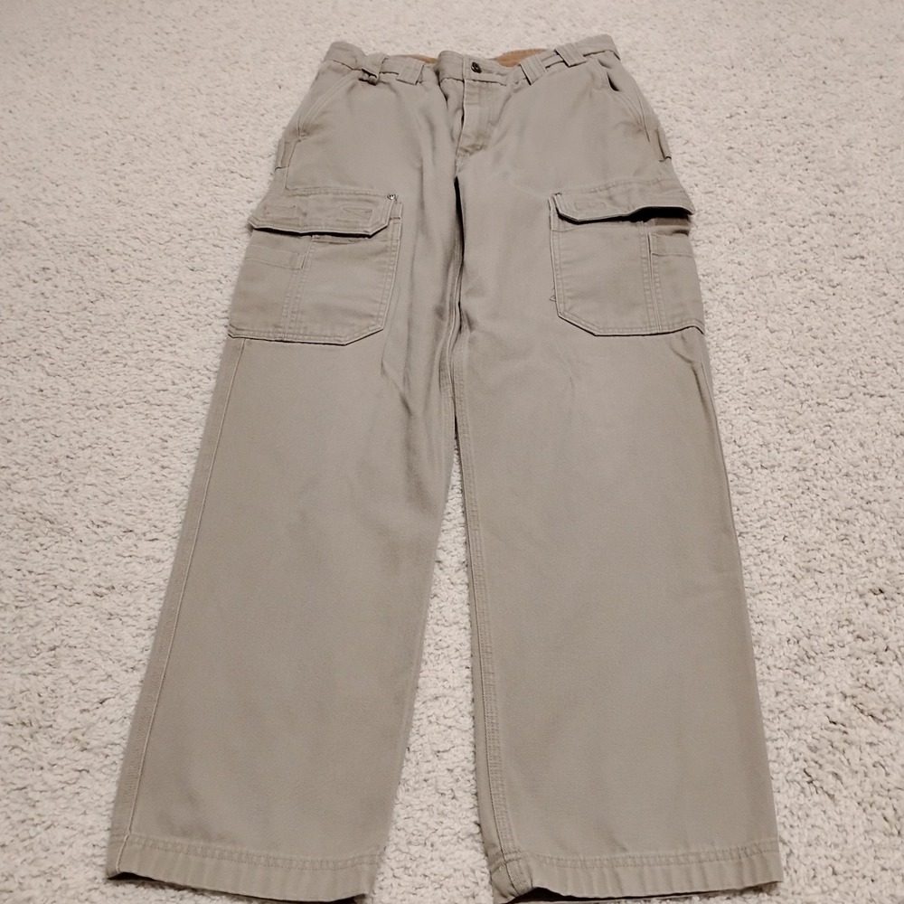 Duluth Trading Pants Mens 34x34 Khaki Beige Heavy Canvas Cargo Work Utility Tan